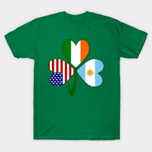 Argentina Ireland USA Shamrock Flags T-Shirt